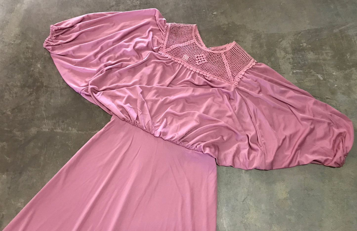 70's Dusty Rose Blousy Batwing Dress