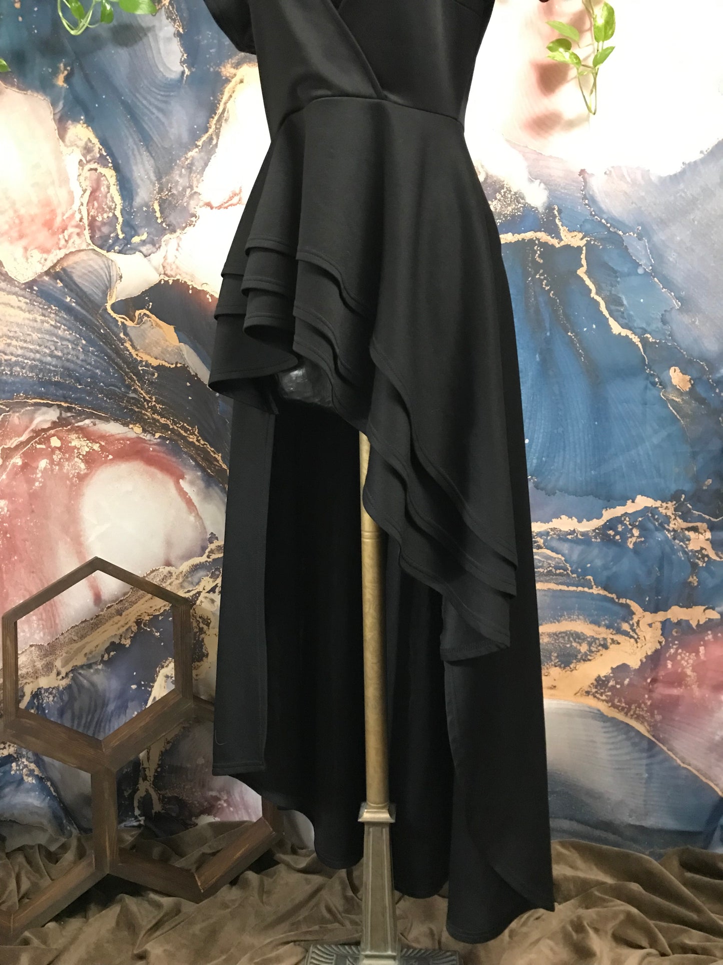 Asymmetrical Black High-Low Top