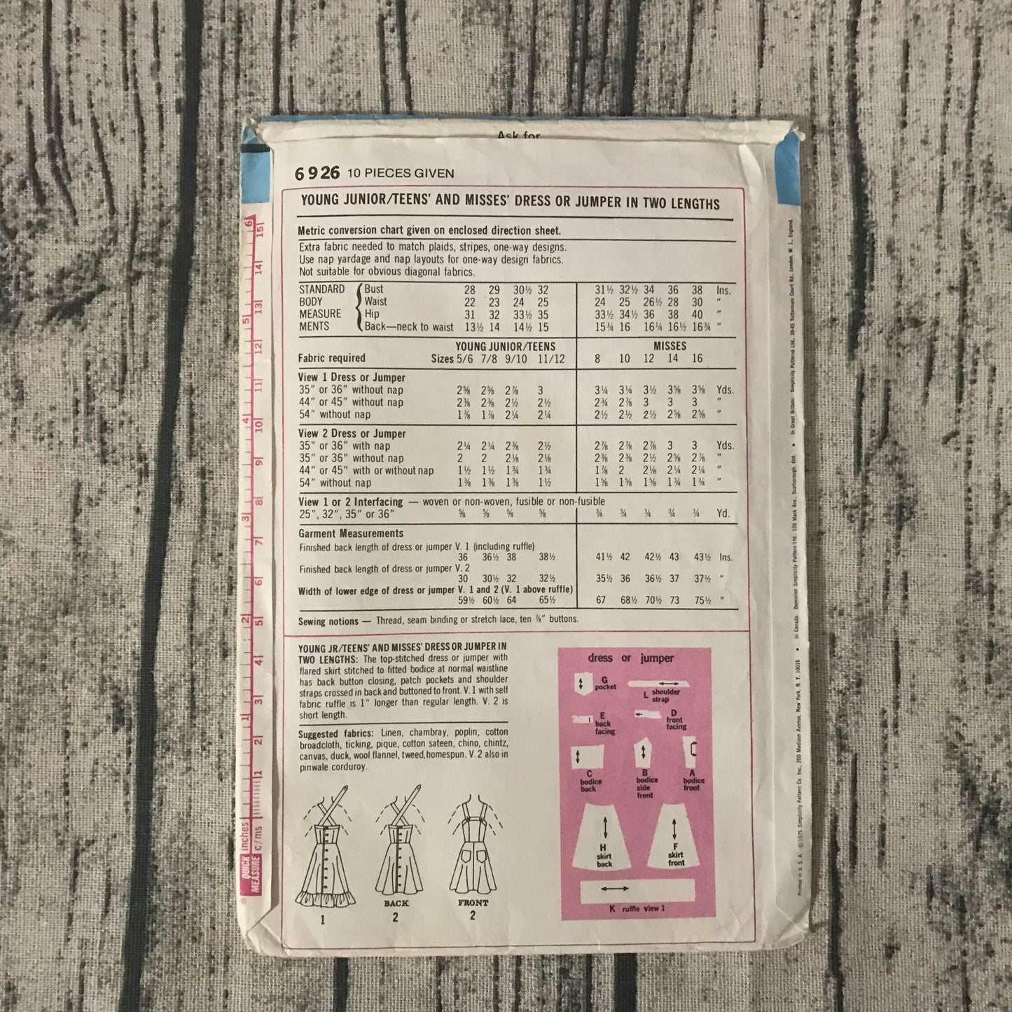 Simplicity 6926 Misses' Crisscross Strap Jumper or Dress
