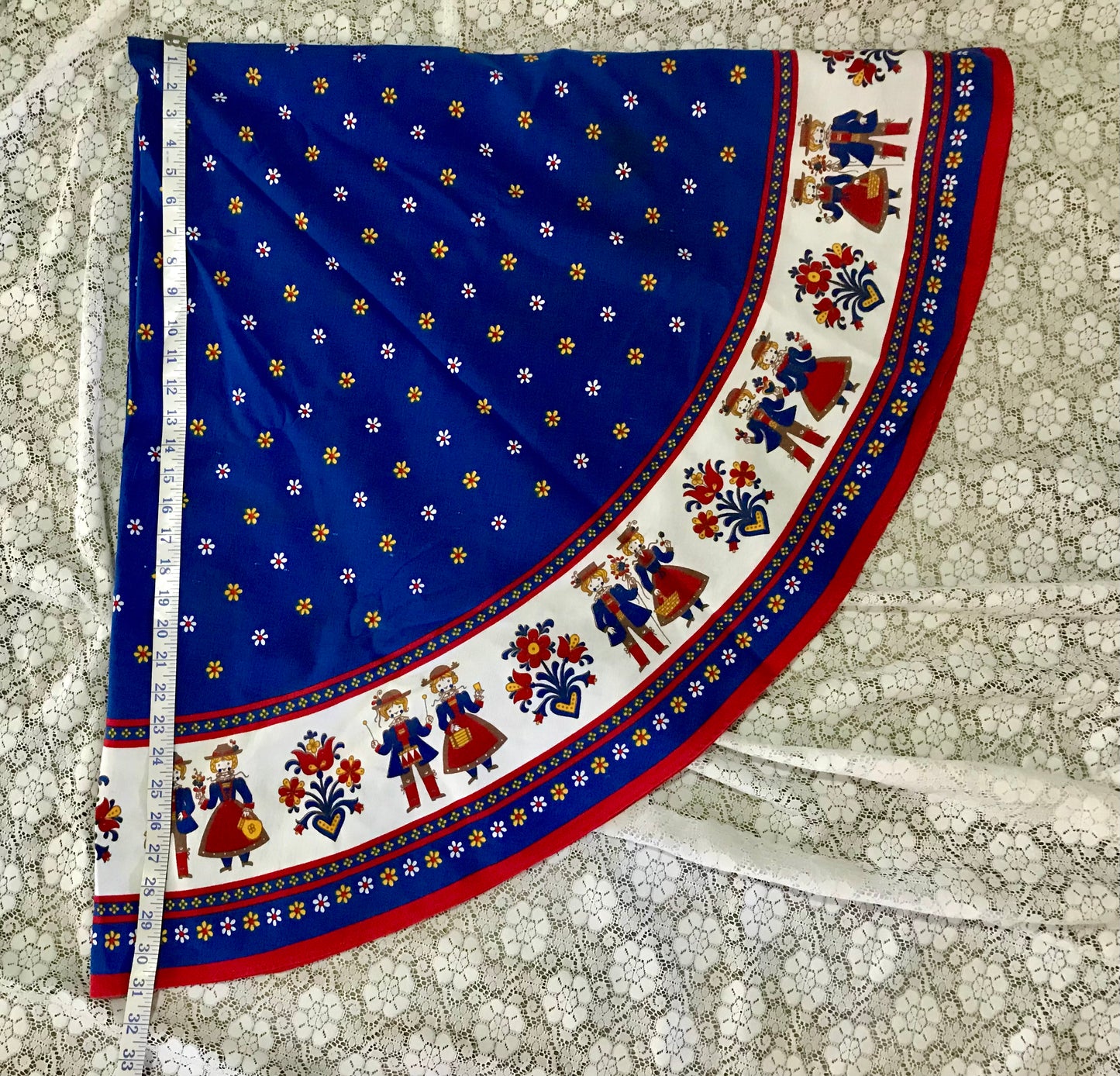 1960's Austrian Cotton Folk Tablecloth