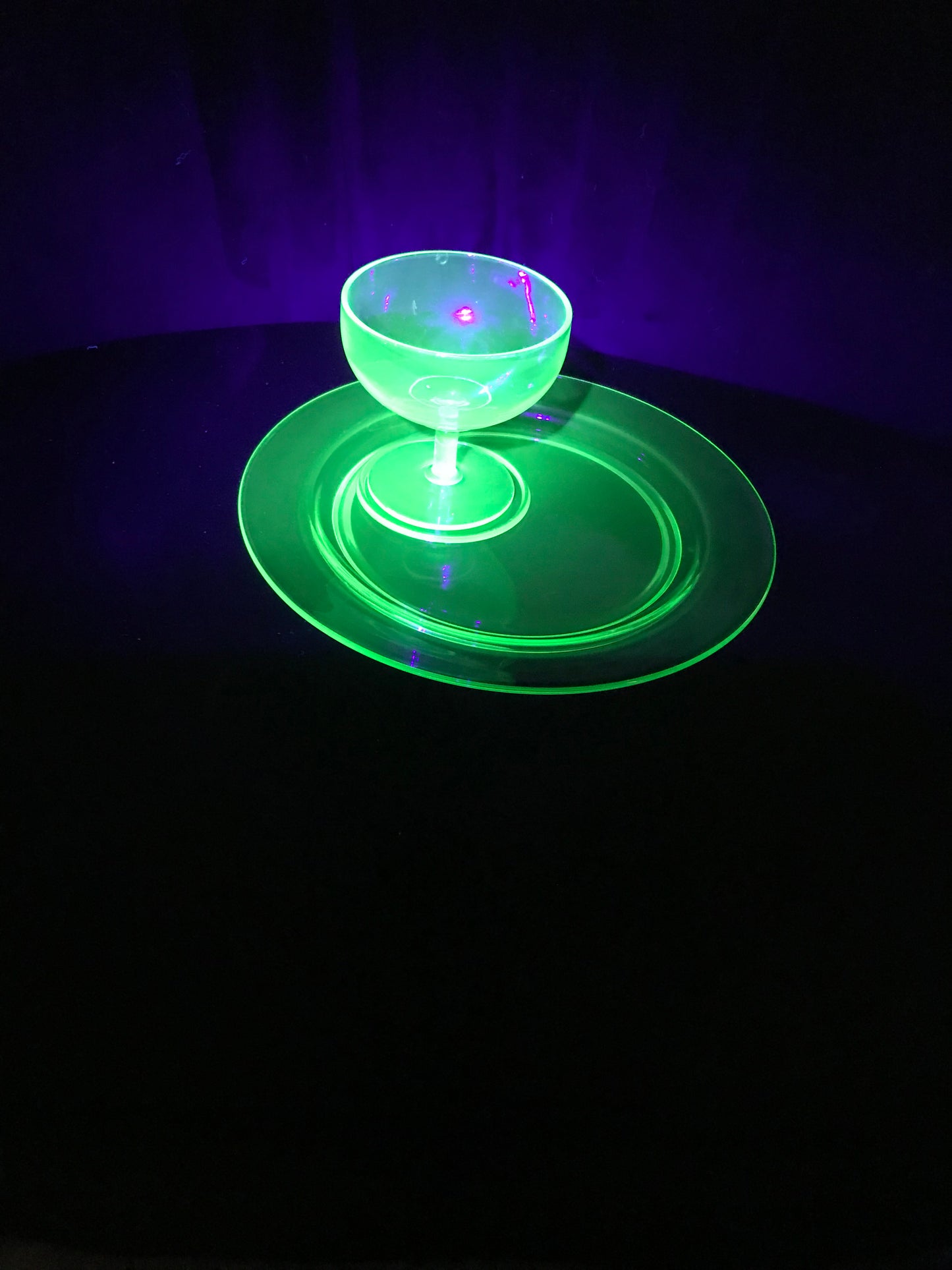 Glowing Glass Plate & Goblet set