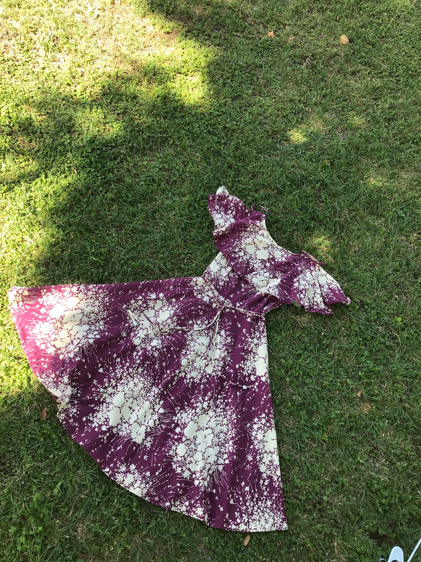 70's Fit and Flare Plum Midi Dress