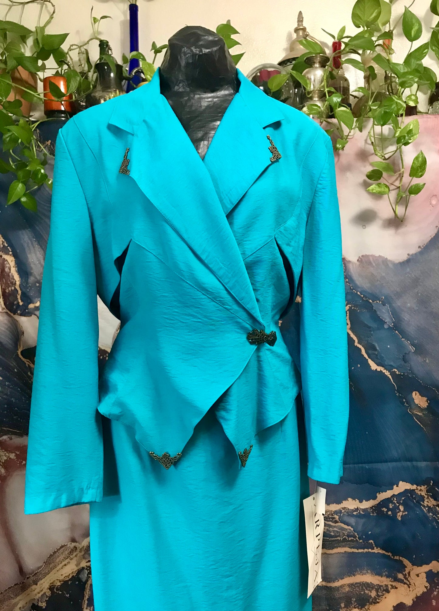 Totally Teal 80's Arpeja Skirt and Blazer Set