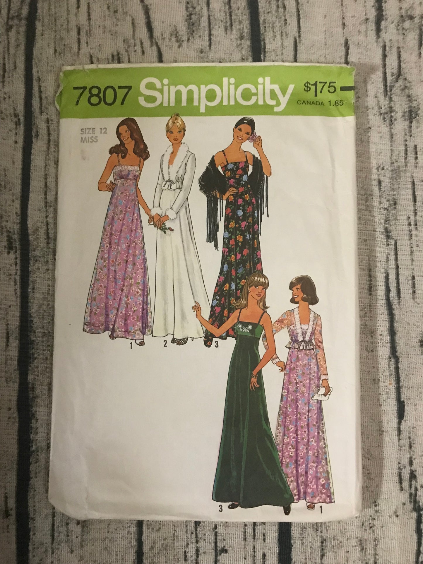 Simplicity 7807 Empire Waist 70's Gown and Jacket Misses' 12