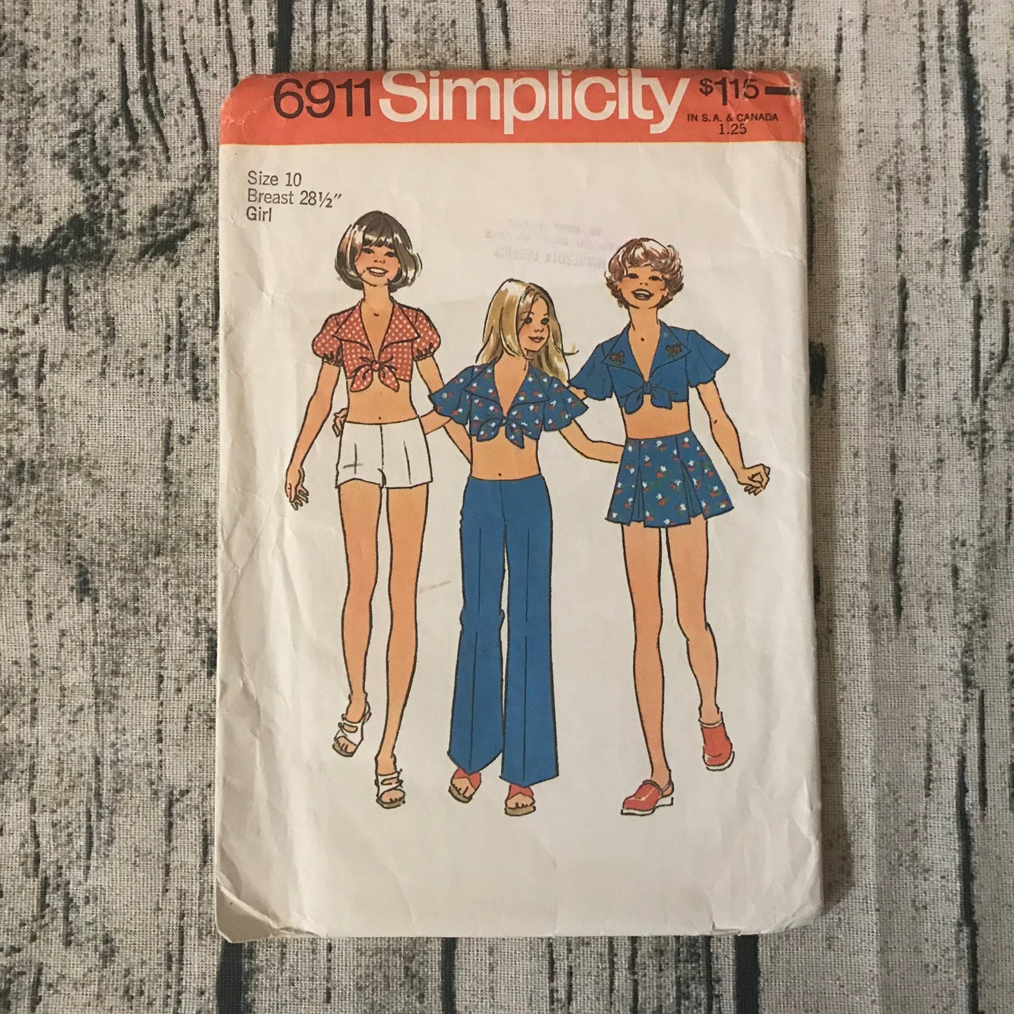 Simplicity 6911 Girls Hip-Huggers, Shorts, Skirt and Midriff Top