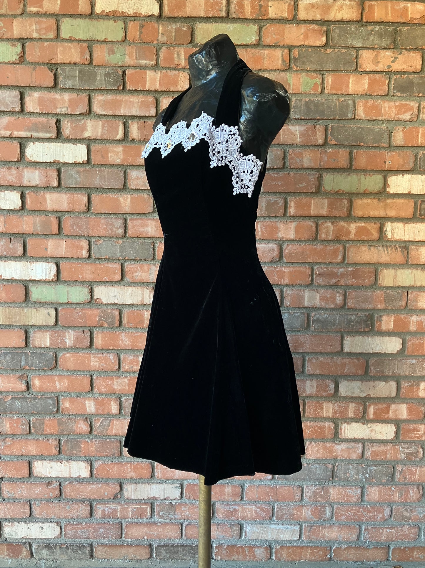 Velvet Halter Cocktail Dress by Jessica McClintock