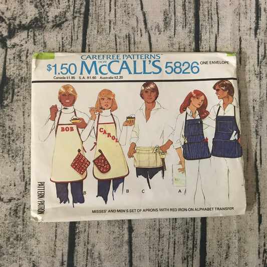 McCall's 5826 Misses' and Men's 70's Style Aprons