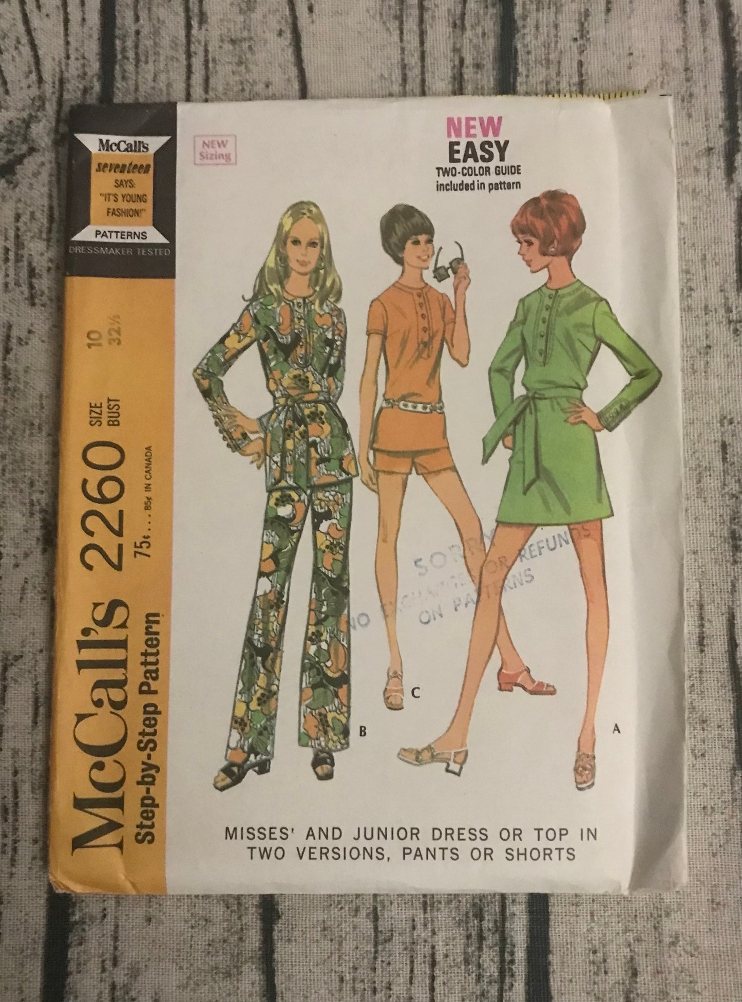 McCall’s 2260 Junior Dress, Top, Pants and Short Pattern