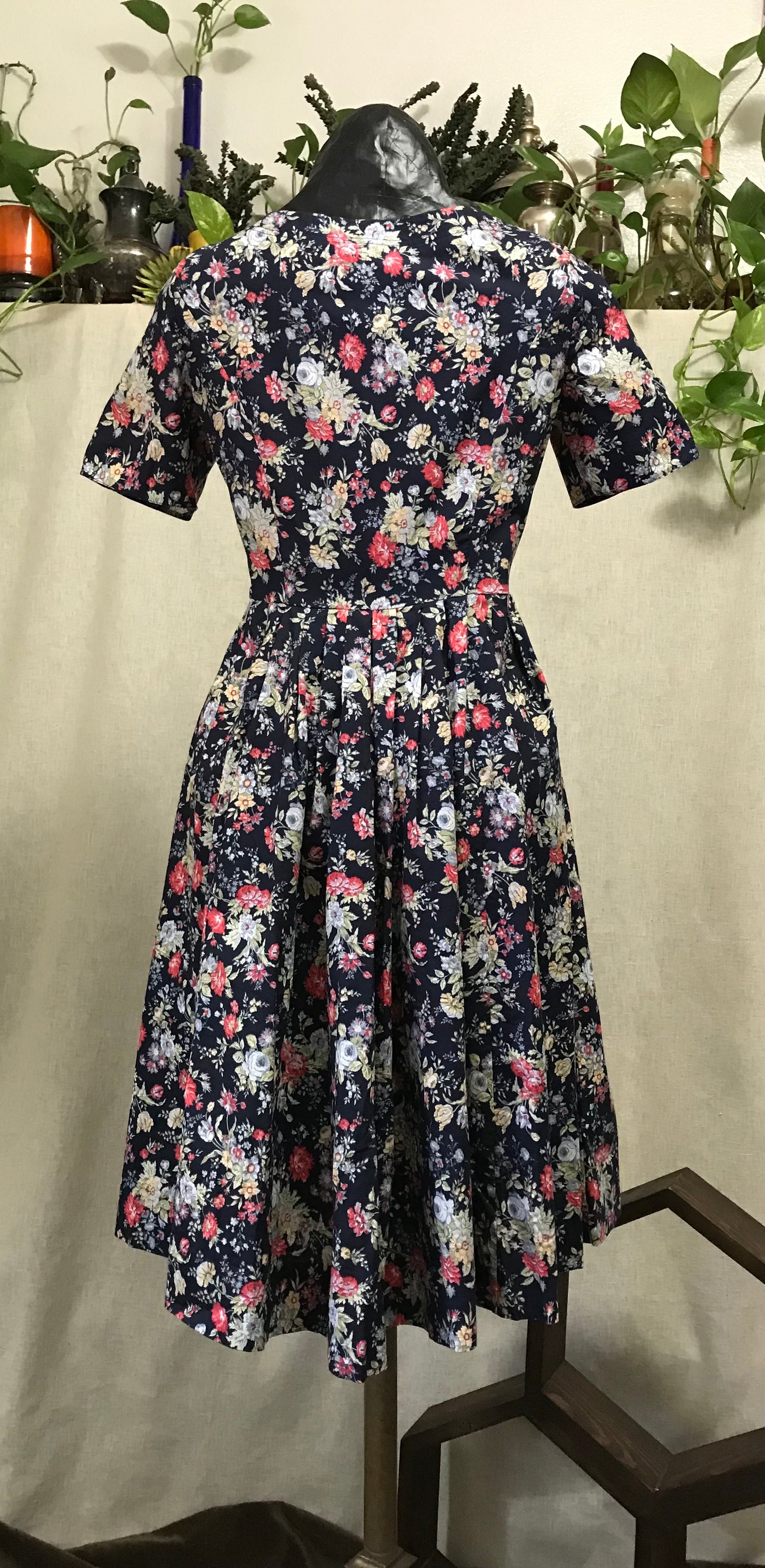 Navy 80's Laura Ashley Tea Dress