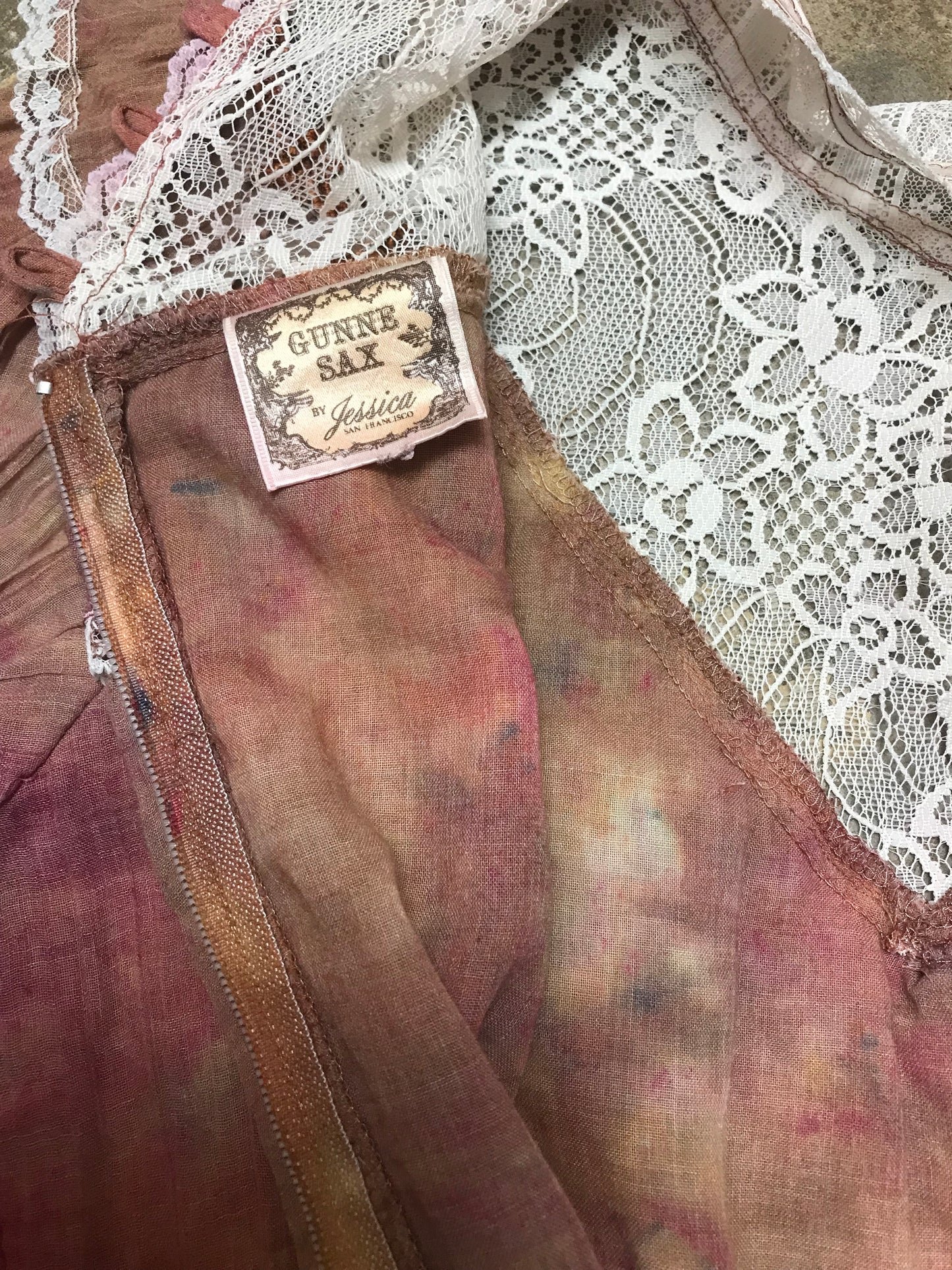 Tie Dye Gauze & Lace Gunne Sax
