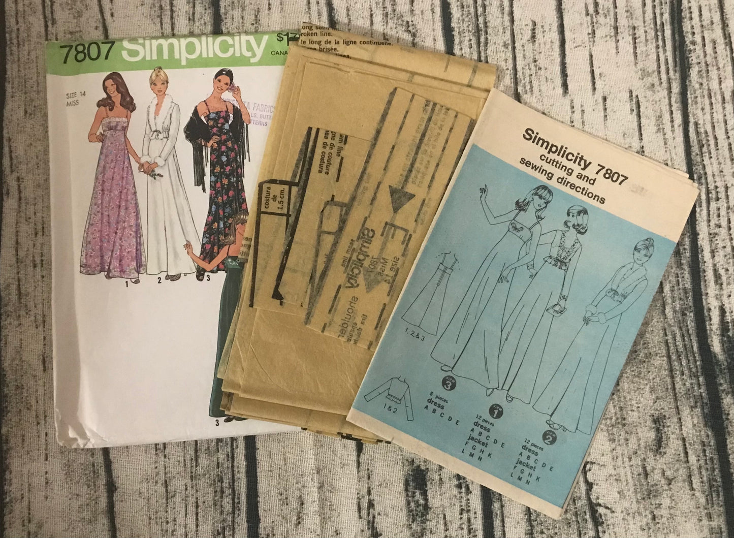 Simplicity 7807 Empire Waist 70's Gown and Jacket Misses' 14