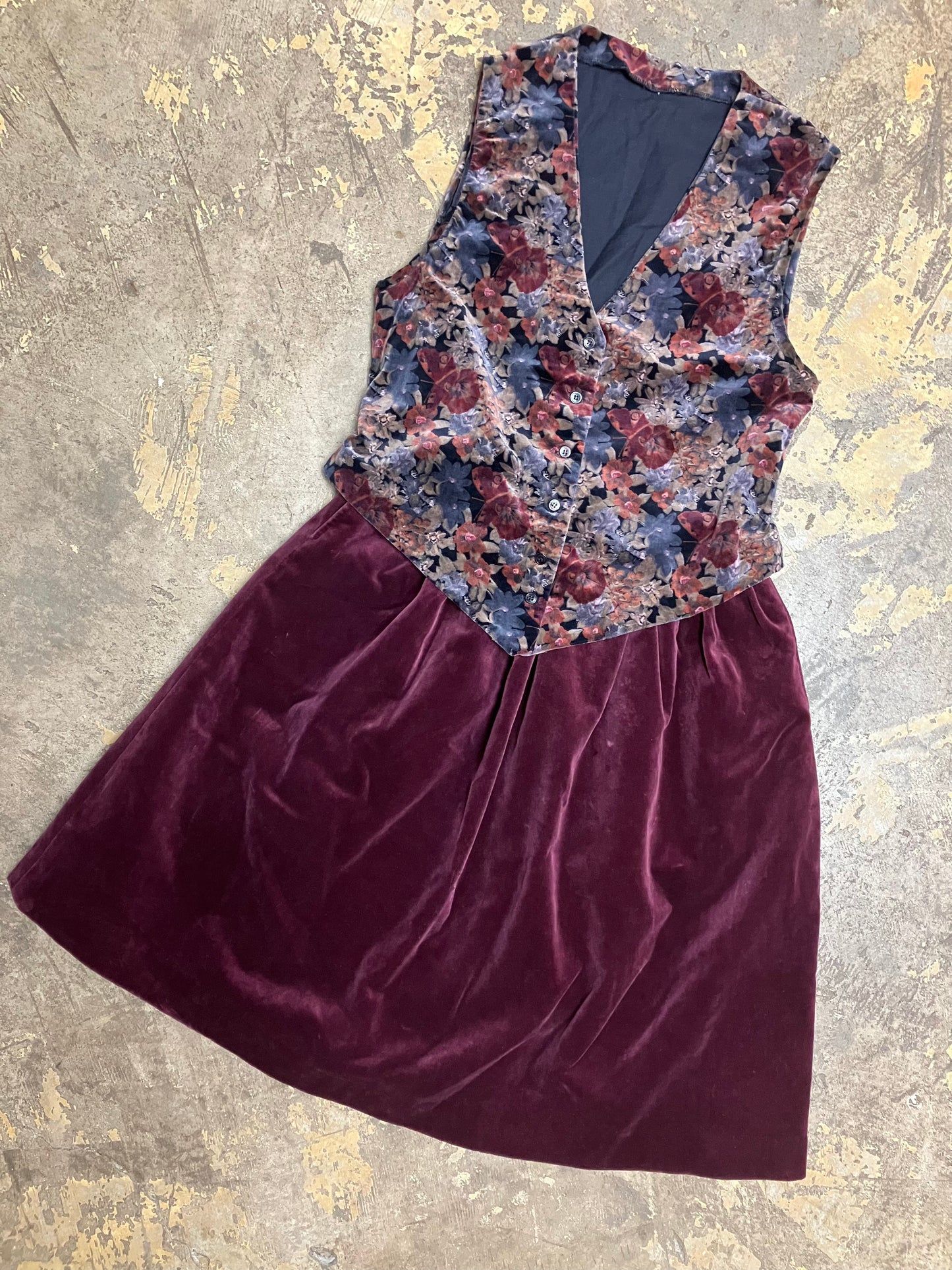 1970's Evan Picone Muted Plum Velvet Skirt