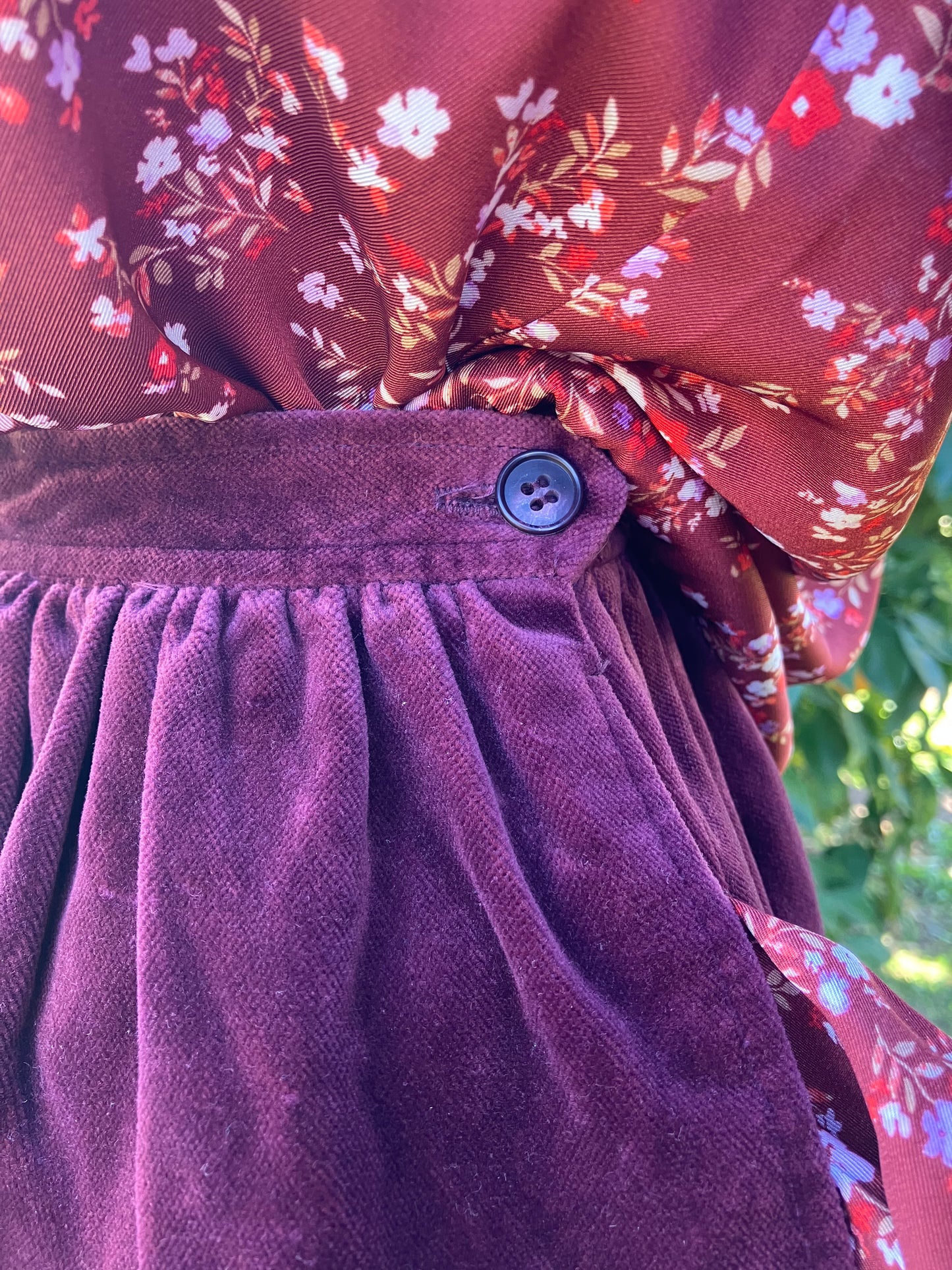 1970's Evan Picone Muted Plum Velvet Skirt