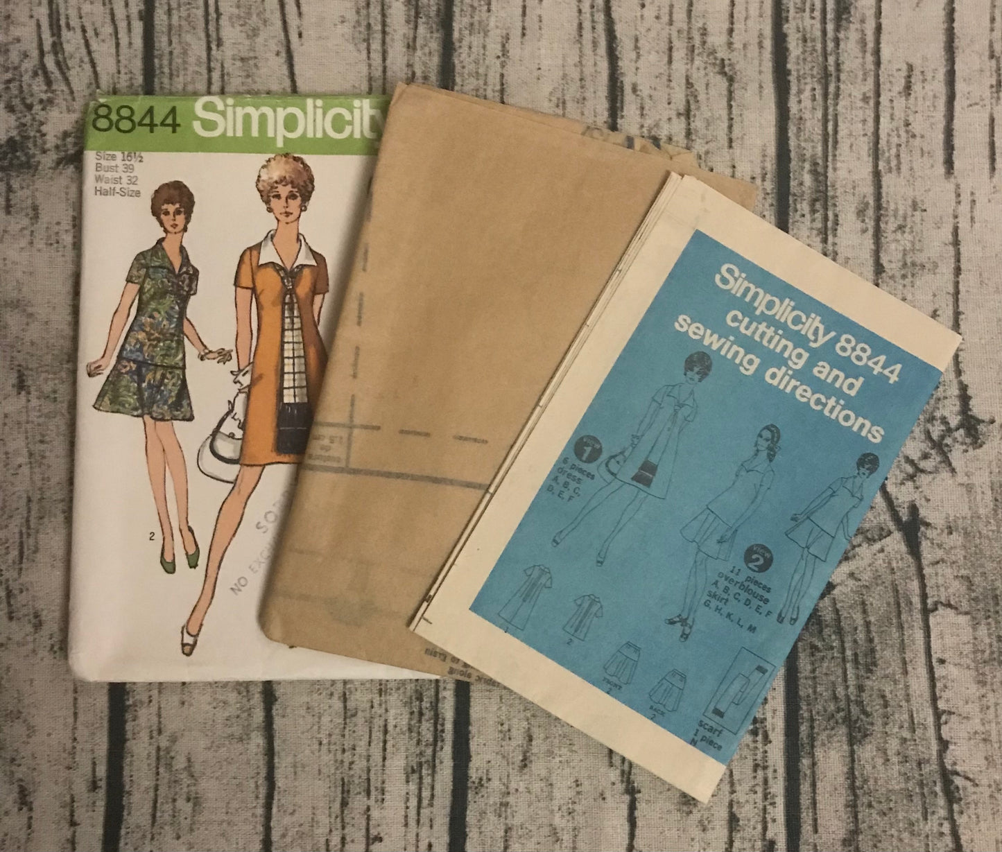 Simplicity 8844 Misses' Dress or Overblouse, Skirt & Scarf