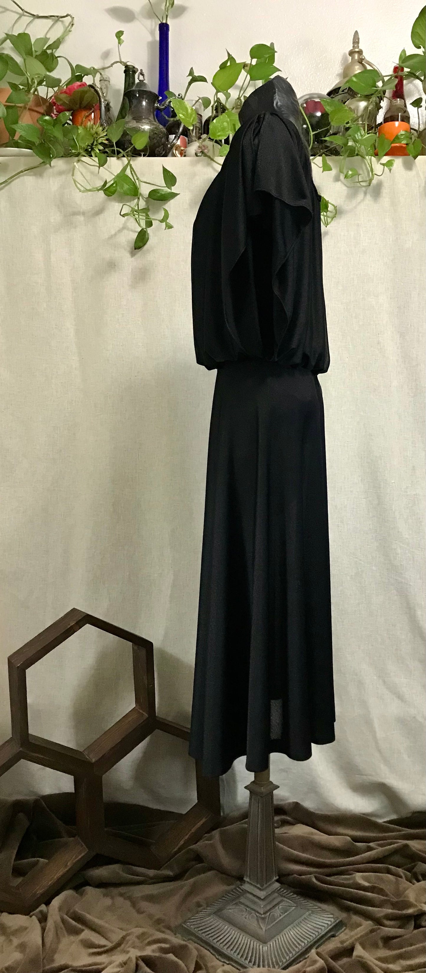 Classic in Black 70's Midi Dress