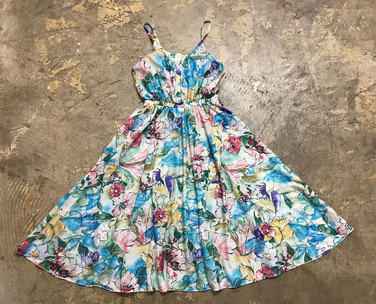 Watercolor Whimsey 80's Summer Dress
