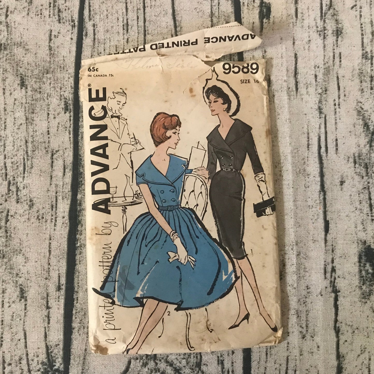 Advance 9589 Misses' 50's Full or Slim Skirt Dress