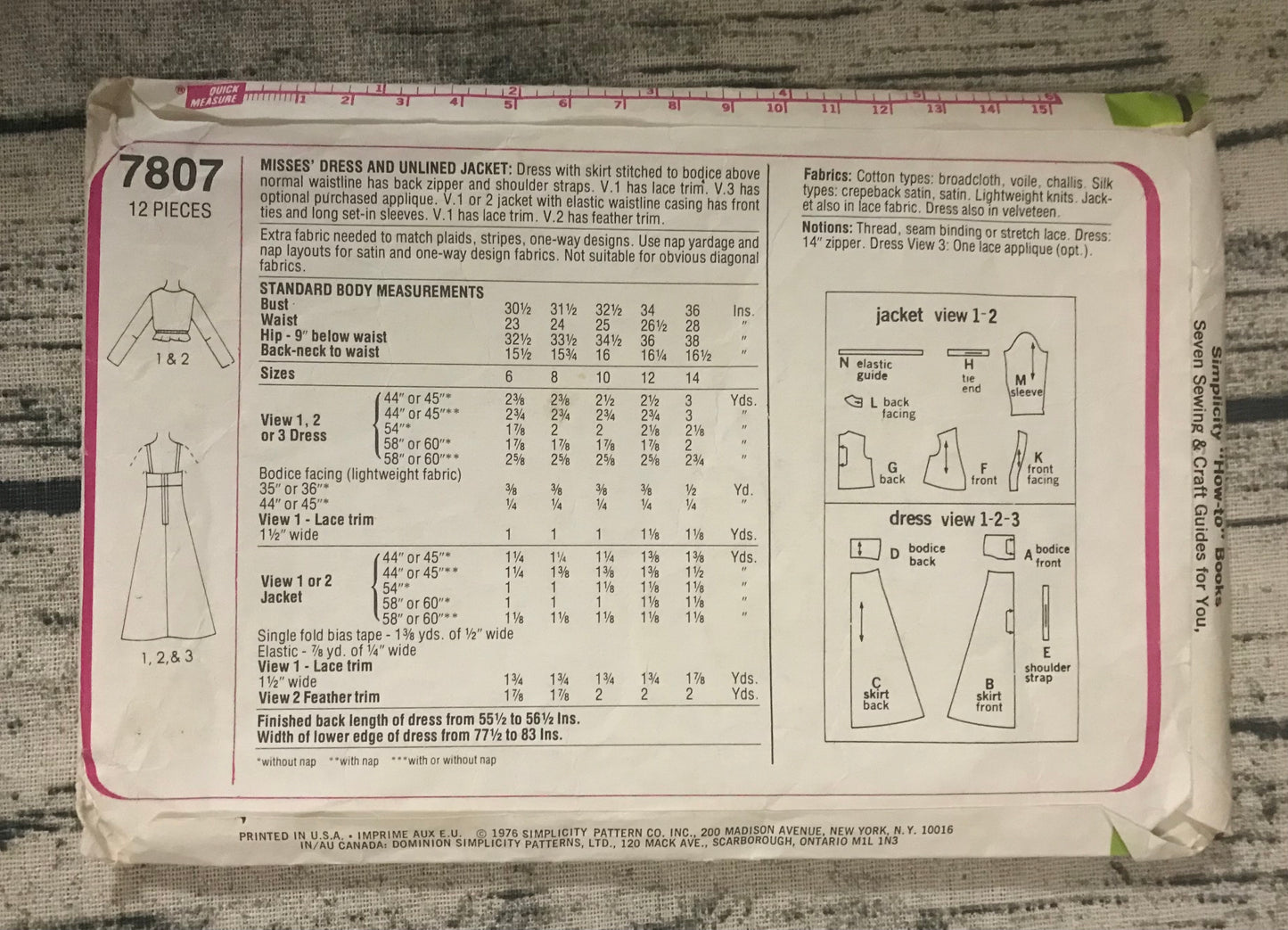 Simplicity 7807 Empire Waist 70's Gown and Jacket Misses' 12