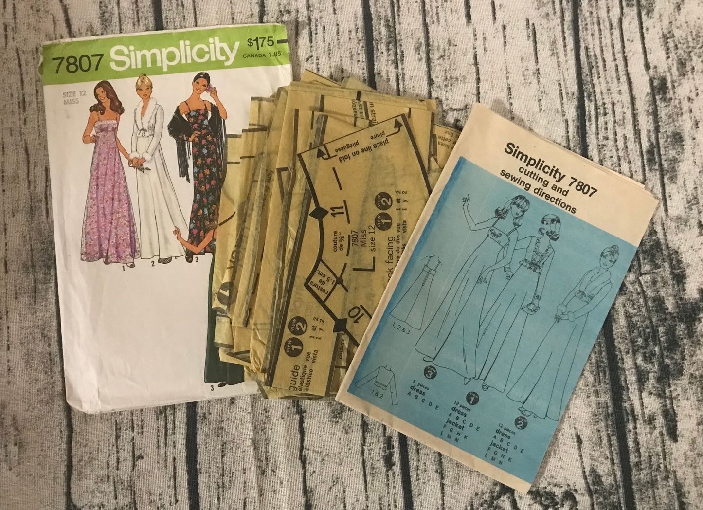 Simplicity 7807 Empire Waist 70's Gown and Jacket Misses' 12