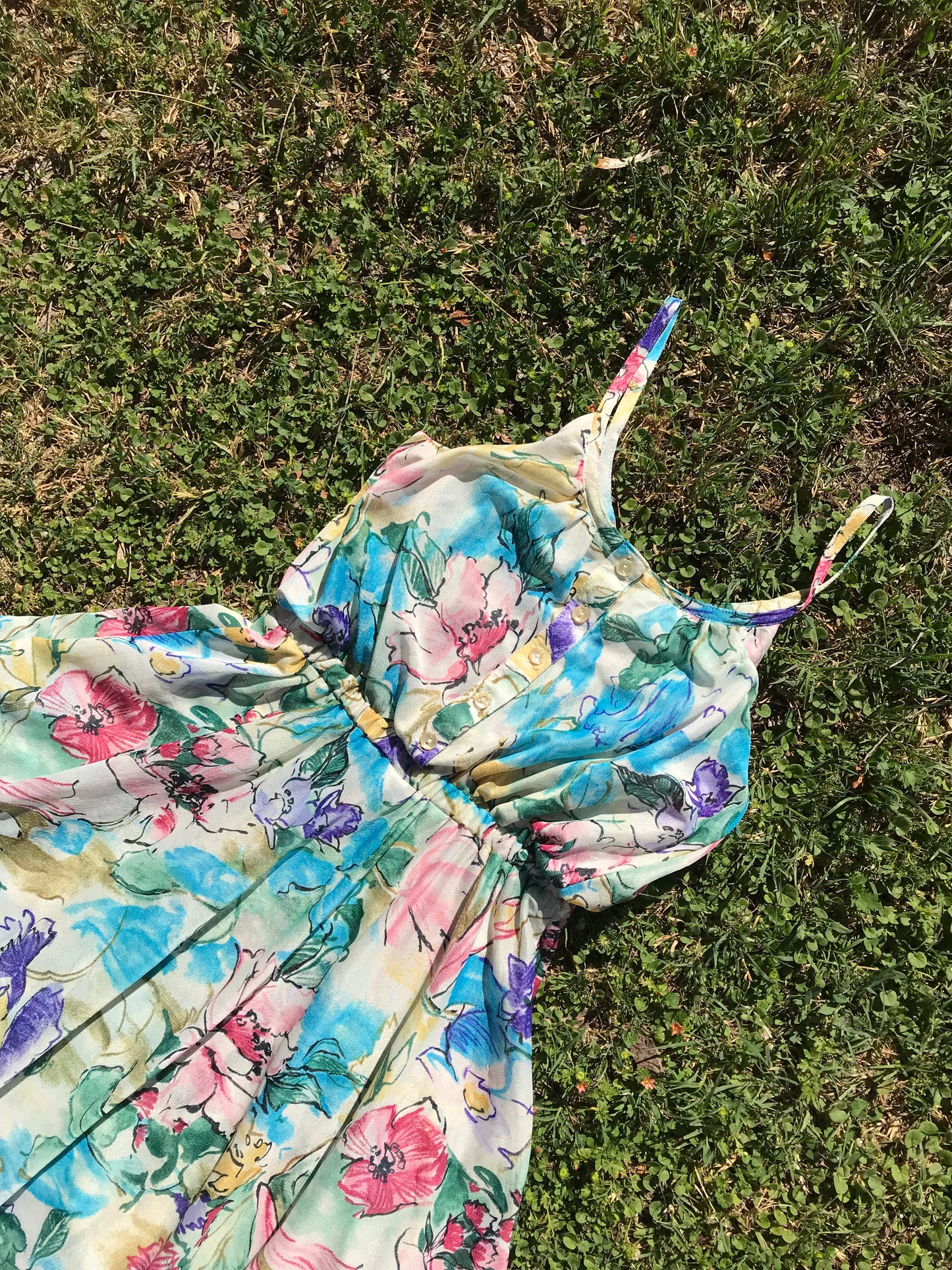 Watercolor Whimsey 80's Summer Dress