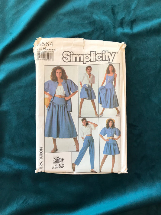 Simplicity 8564 Misses’ 80’s Skirt, Pants, Camisole & Shirt