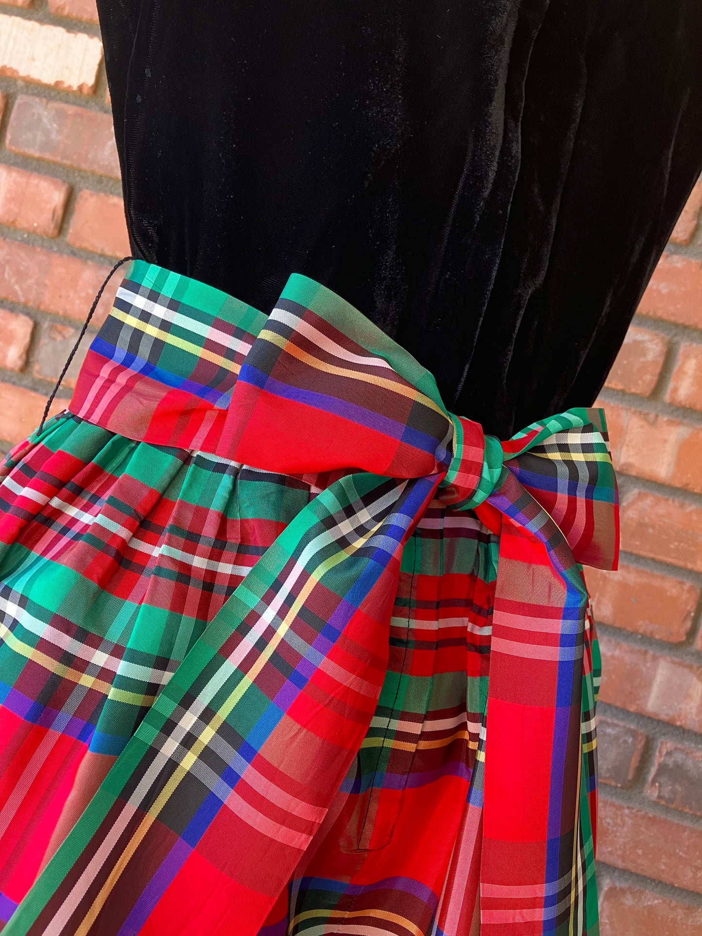 Black Velvet and Tartan Plaid Taffeta Teena Paige Holiday Maxi Dress