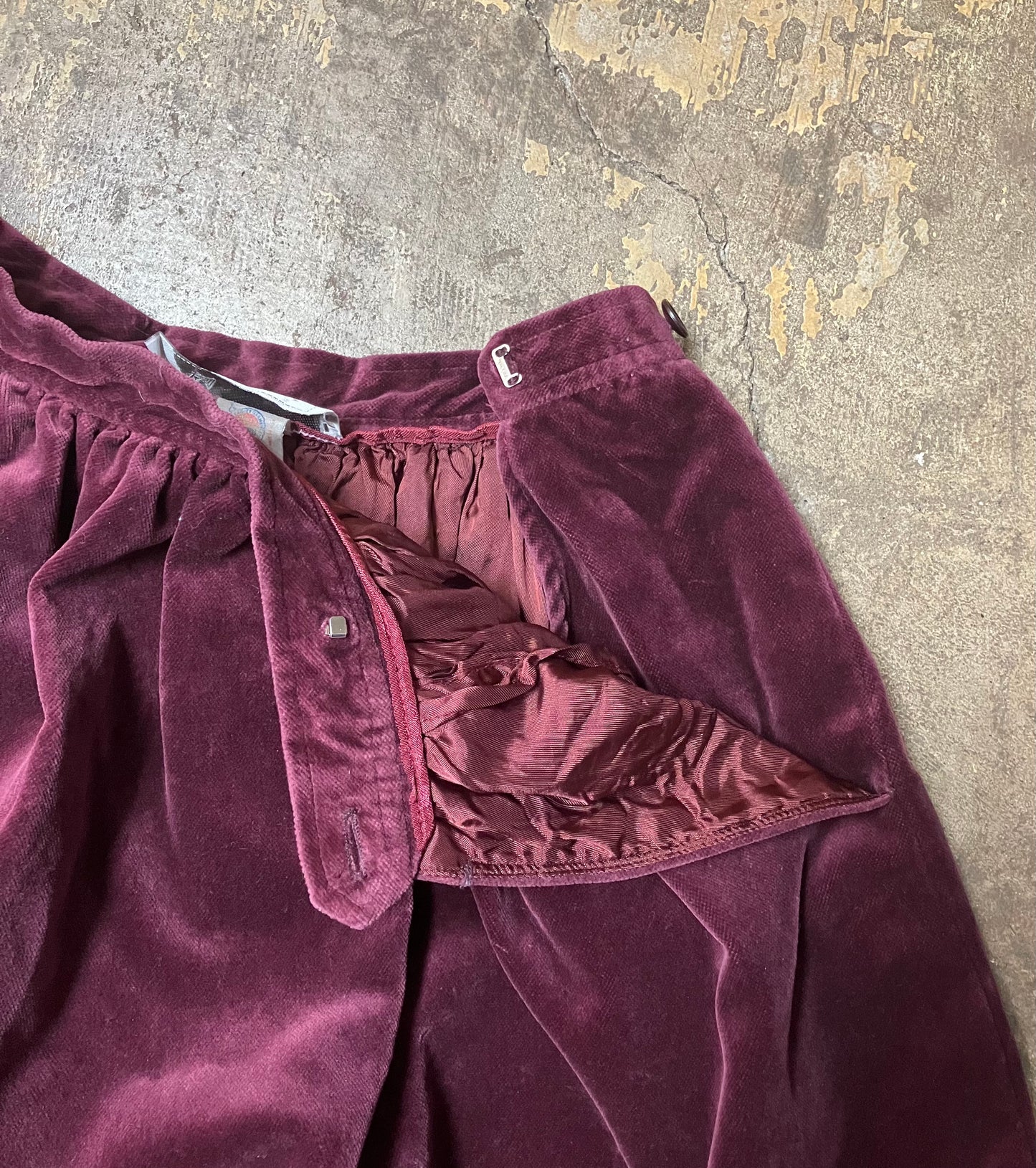 1970's Evan Picone Muted Plum Velvet Skirt