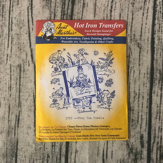 Aunt Martha’s 3765 Frog Tea Towels Hot Iron Transfers