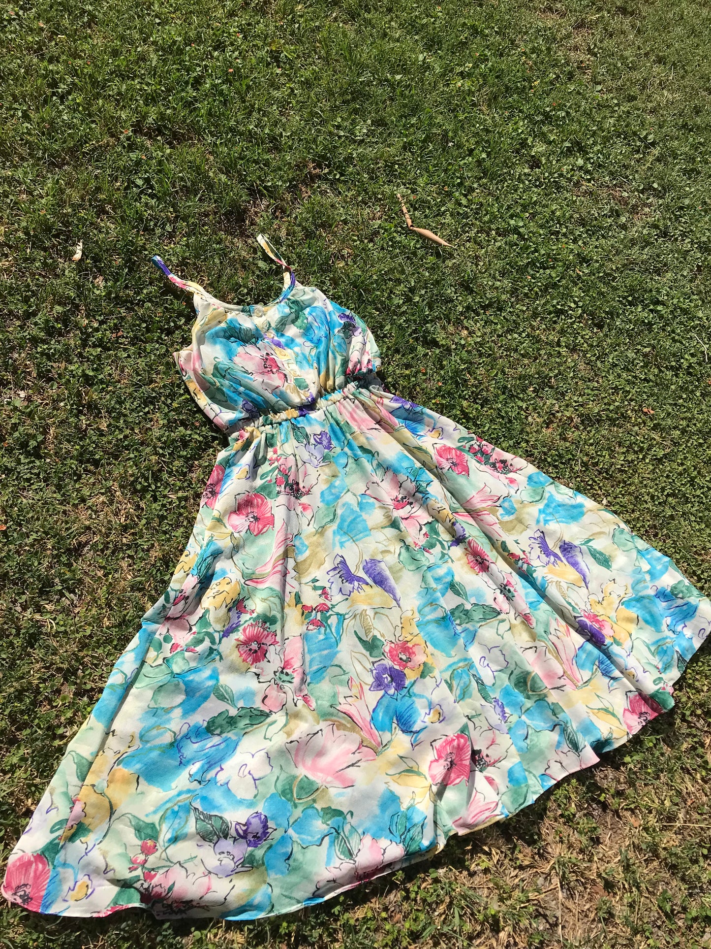 Watercolor Whimsey 80's Summer Dress
