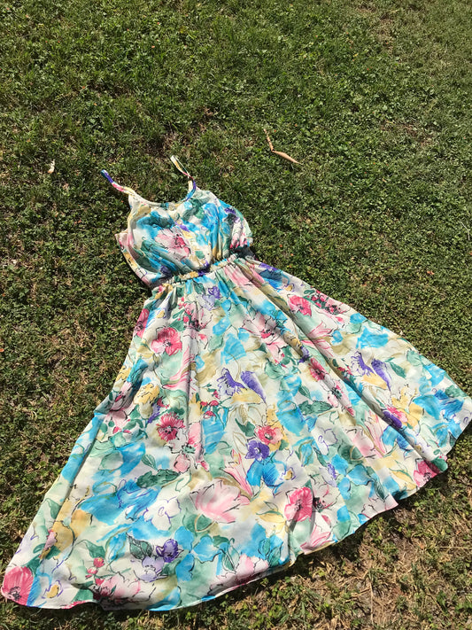 Watercolor Whimsey 80's Summer Dress