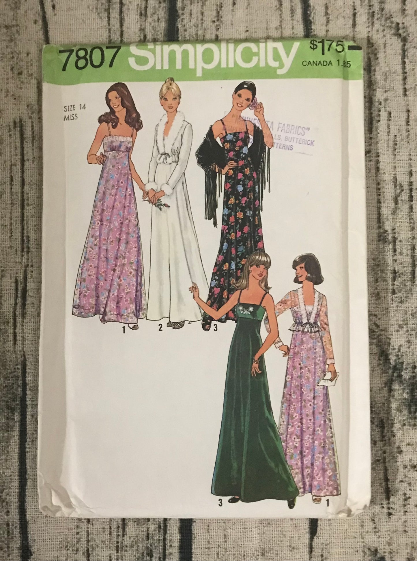 Simplicity 7807 Empire Waist 70's Gown and Jacket Misses' 14