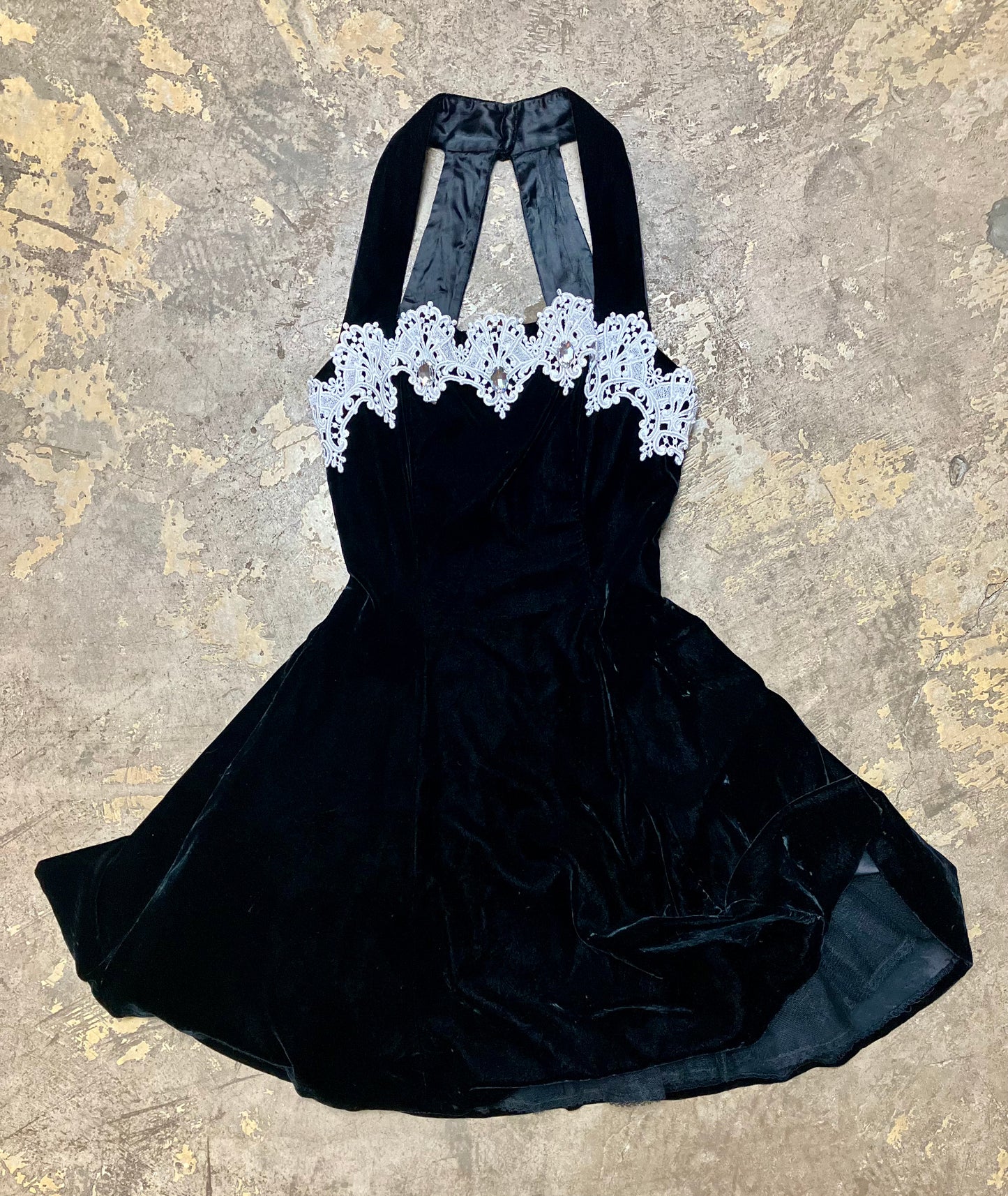 Velvet Halter Cocktail Dress by Jessica McClintock