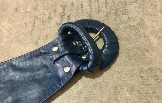 1980's Nina Arjani Blue Leather Belt