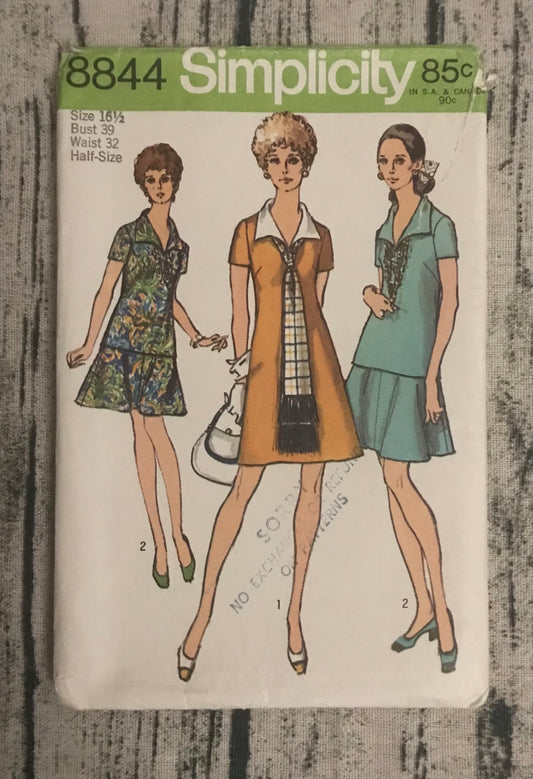 Simplicity 8844 Misses' Dress or Overblouse, Skirt & Scarf