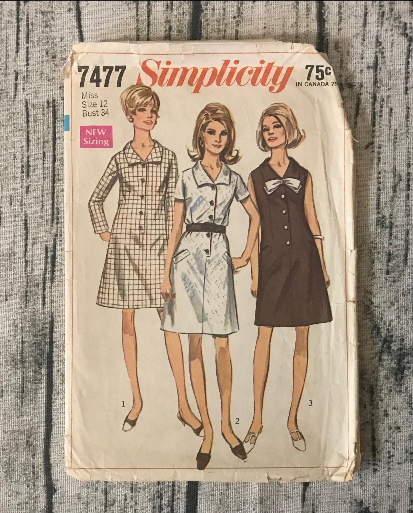 Simplicity 7477 Front Button Closure A-Line Dress