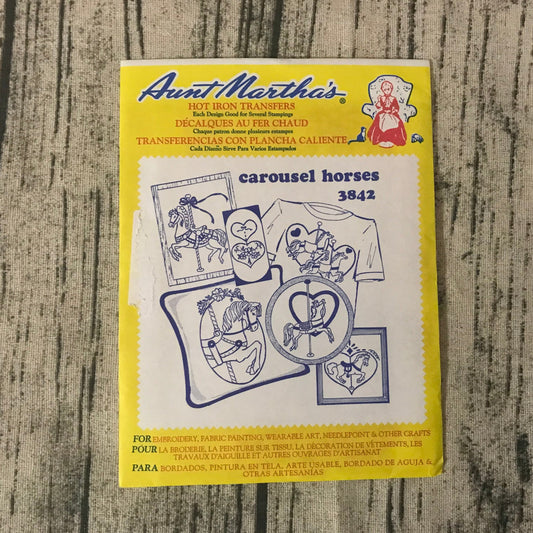 Aunt Martha’s 3842 Carousel Horses Hot Iron Transfers