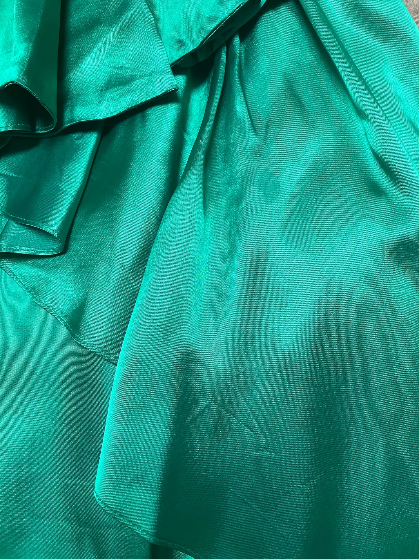 1980's Emerald Green Satin Gunne Sax Cocktail Dress