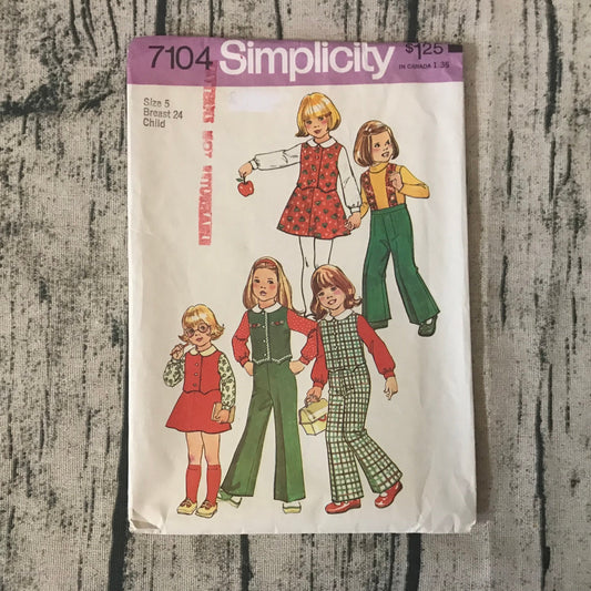 Simplicity 7104 Child's Pants and Skirt with Detachable Suspenders and Top