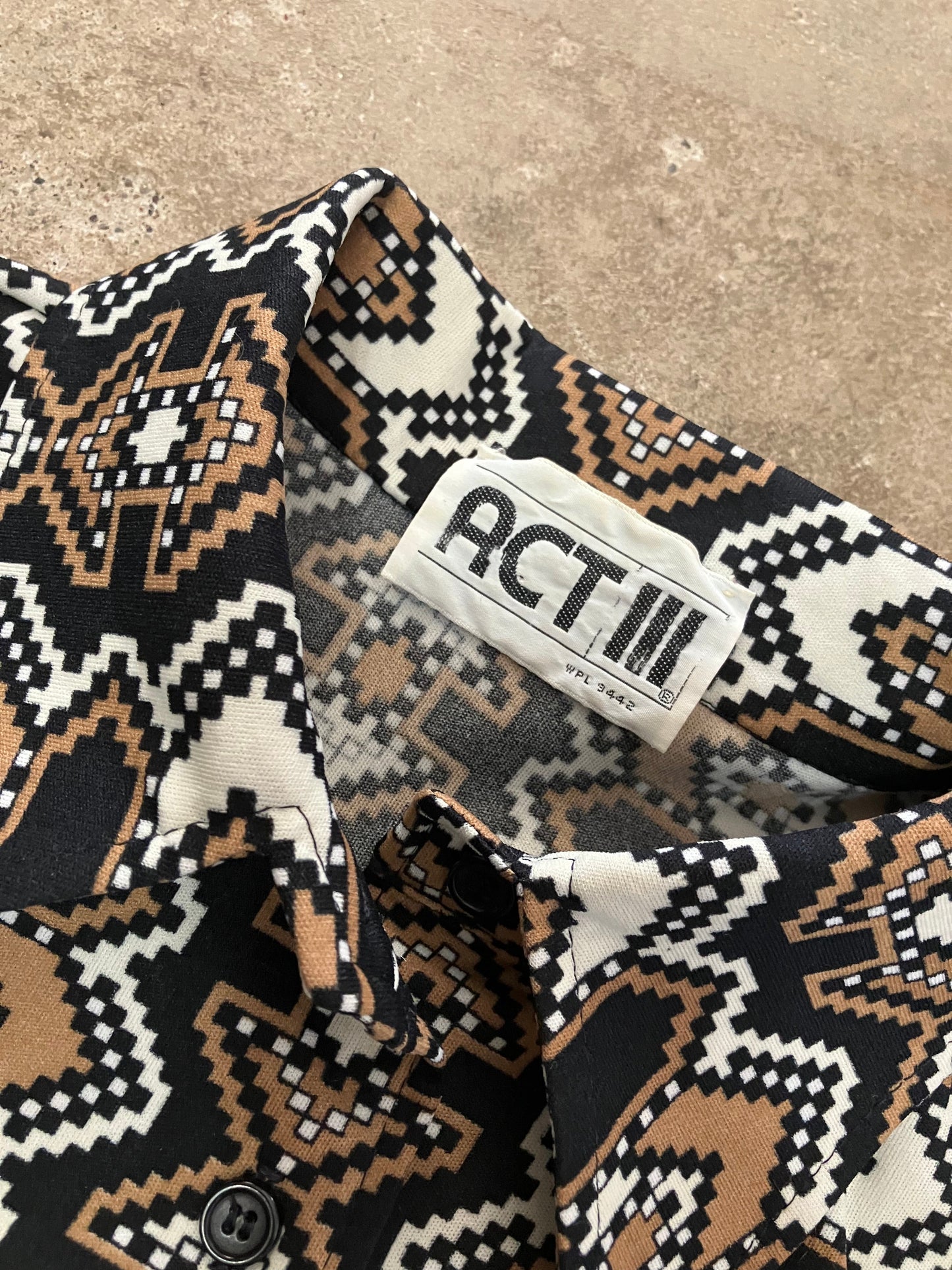 70's ACT III Geometric Button Down Blouse