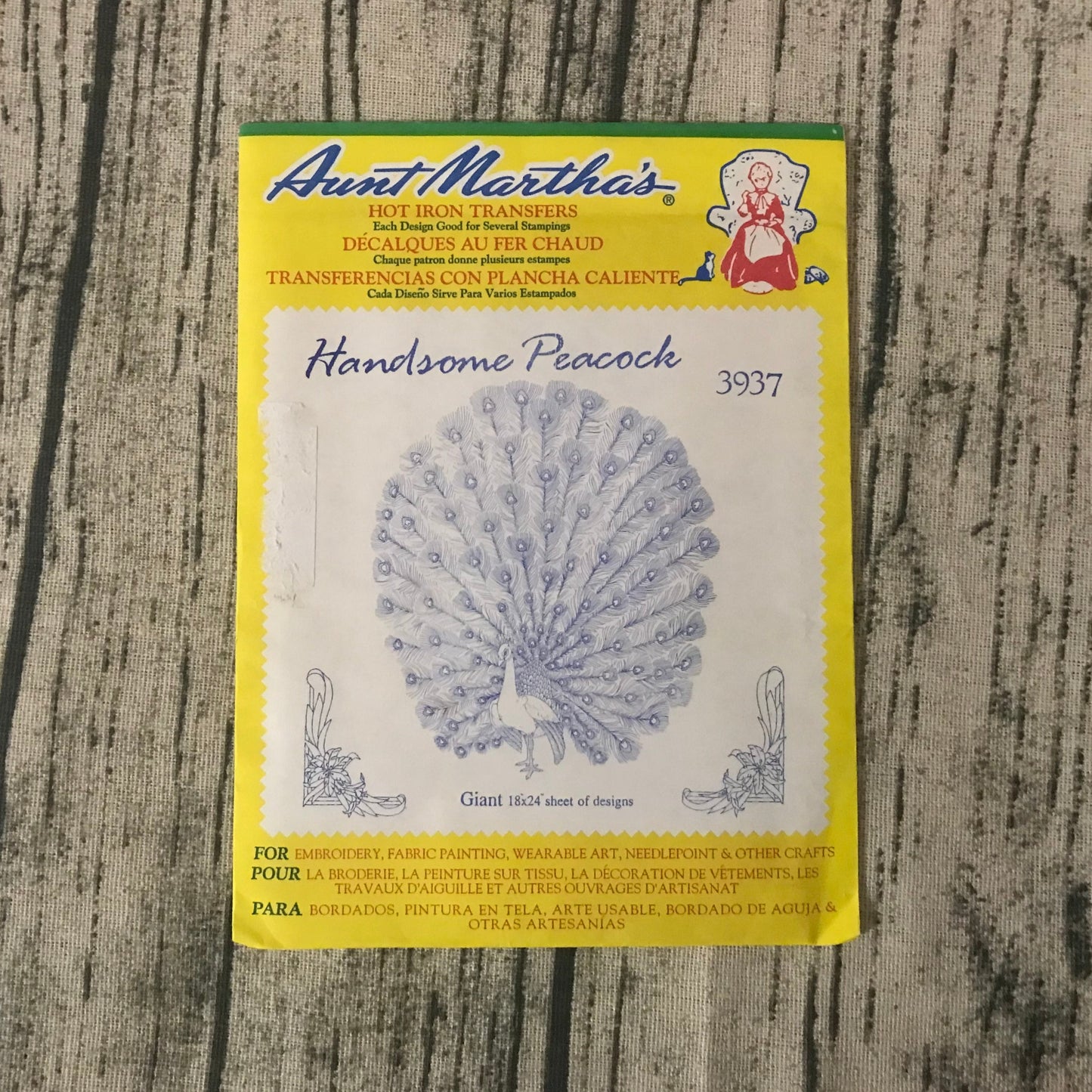 Aunt Martha’s 3937 Handsome Peacock Hot Iron Transfers