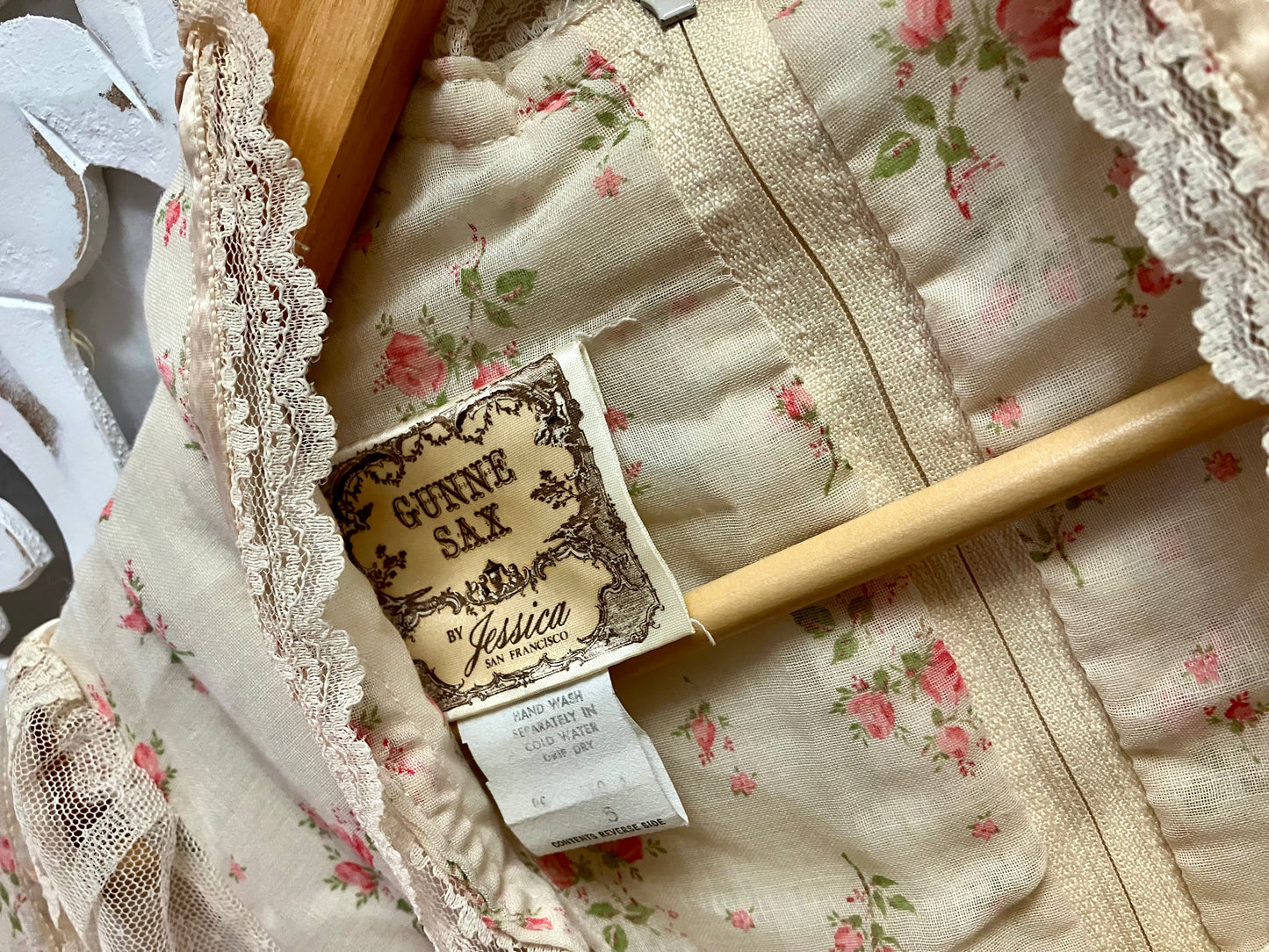 Cream Floral Corset Style Gunne Sax Maxi Dress