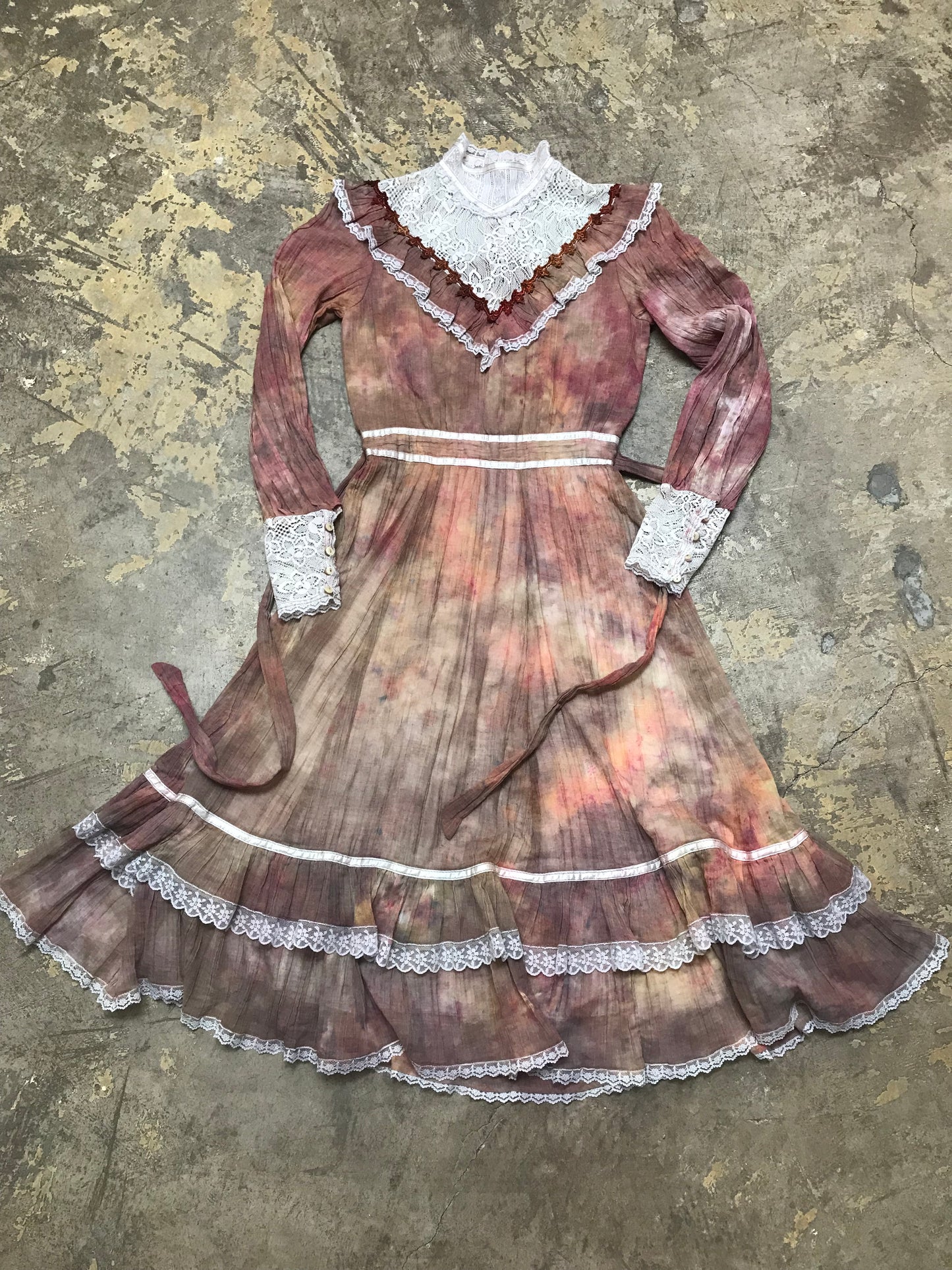 Tie Dye Gauze & Lace Gunne Sax