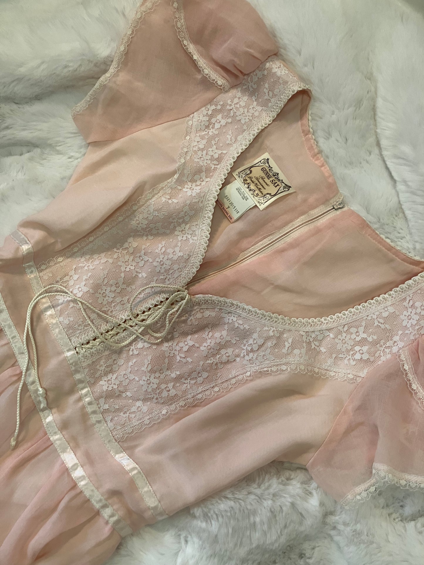 Pink Voile Flutter Sleeve Gunne Sax Maxi Dress