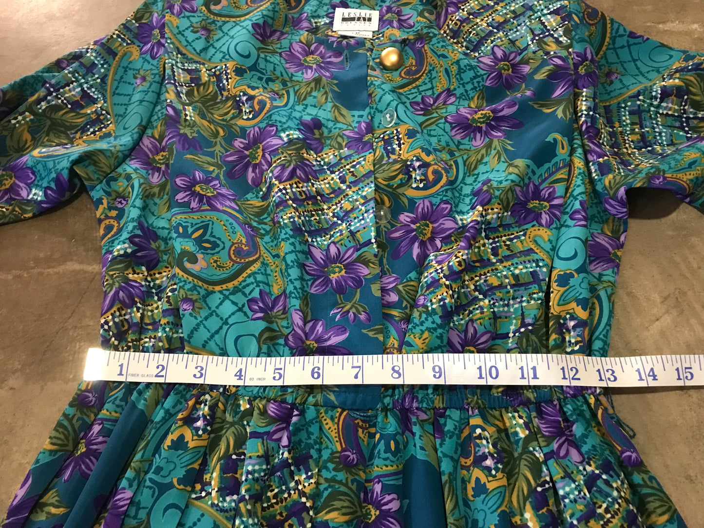 Teal 80's Leslie Fay Midi Dress