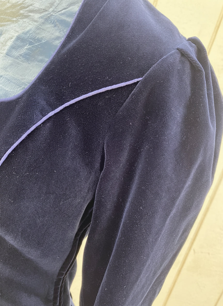 Midnight Blue Velvet Cottagecore Maxi Dress by Laura Ashley