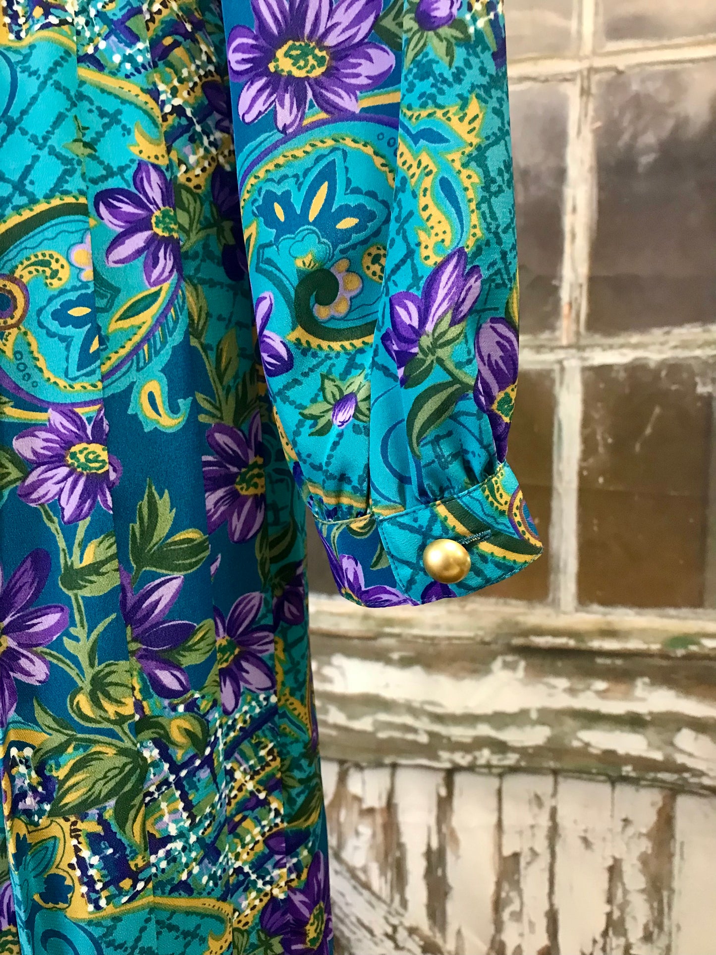 Teal 80's Leslie Fay Midi Dress