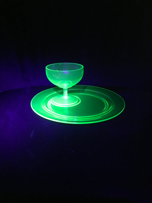 Glowing Glass Plate & Goblet set