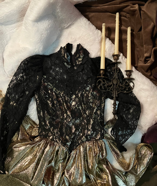 Gothic Grace in Black Lace Maxi Dress