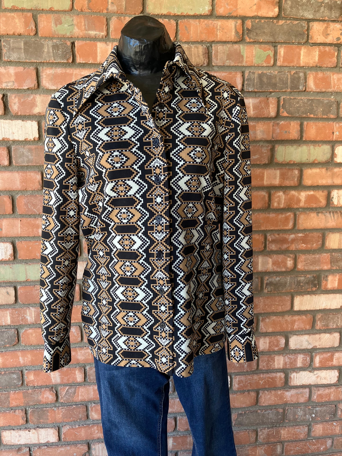 70's ACT III Geometric Button Down Blouse