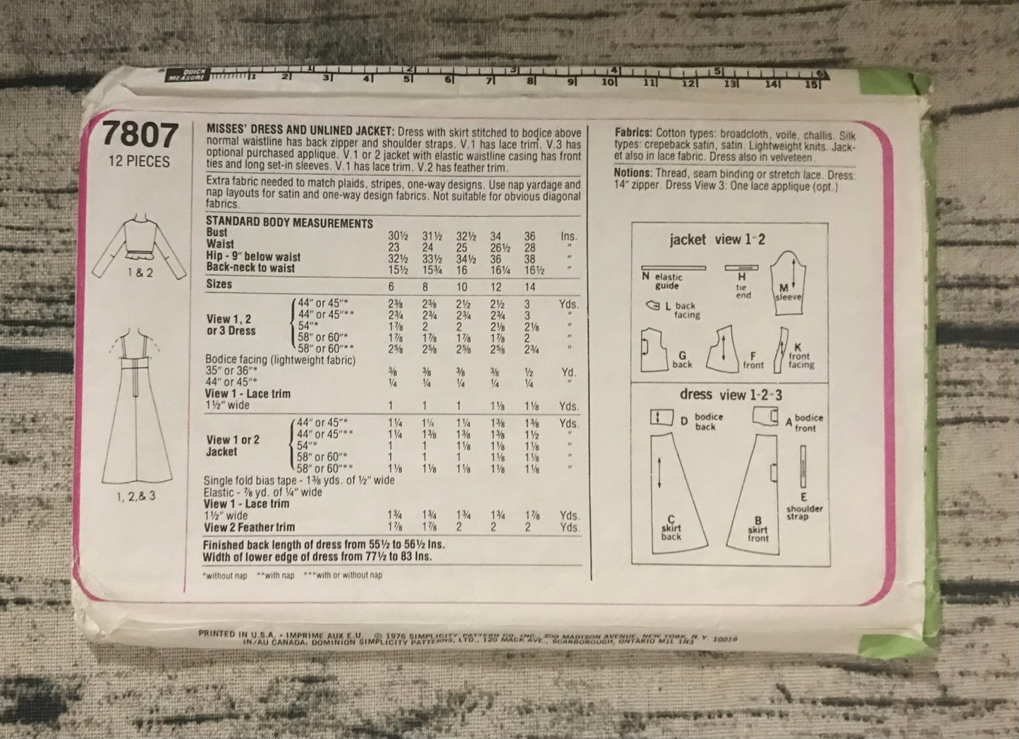 Simplicity 7807 Empire Waist 70's Gown and Jacket Misses' 14